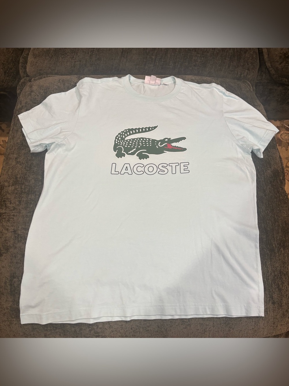 NWOT Lacoste Men's Signature Print Regular Fit Cotton T-Shirt(light Blue) XL